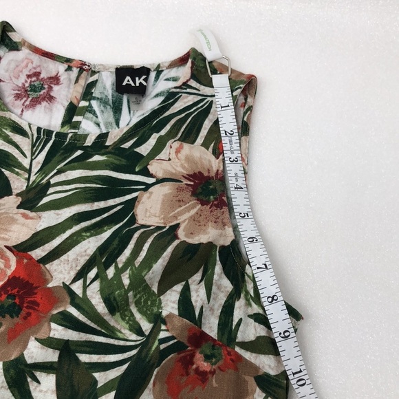 Anne Klein Dress Linen Blend Tropical Floral Leaf Sleeveless Shift Size 6 - Picture 6 of 12